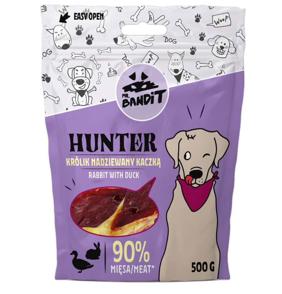 Mr. Bandit Hunter with Rabbit Ears and Duck Treats for Dogs, 500g
