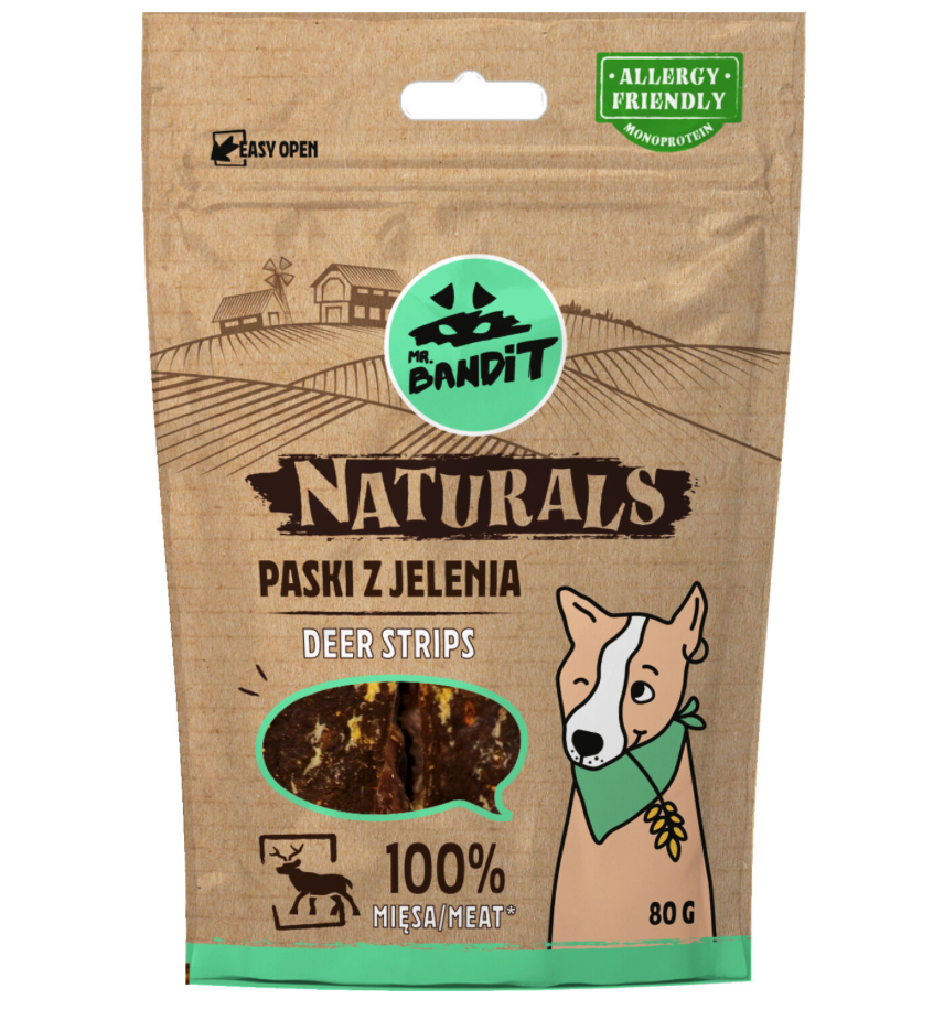 Mr. Bandit Naturals with Deer Stripes Treats for Dogs, 80g