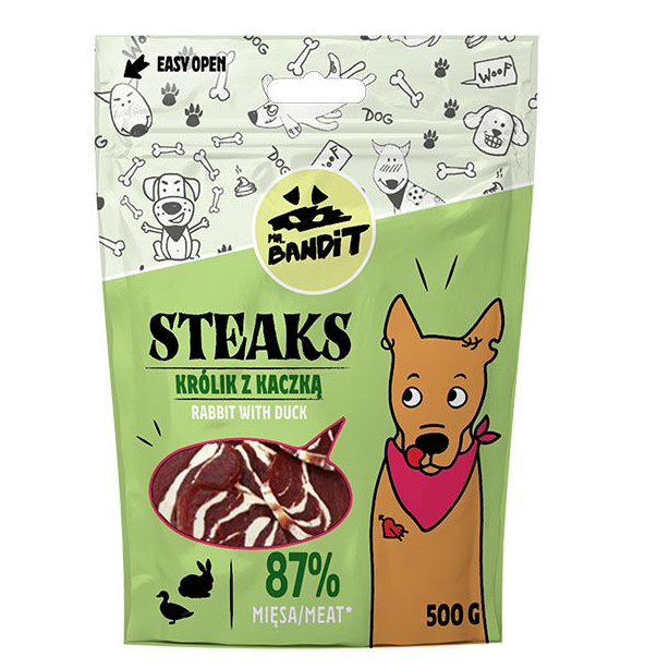 Mr. Bandit Steaks with Rabbit and Duck Treats for Dogs, 500g