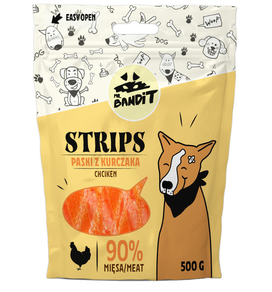 Mr. Bandit Strips with Chicken Treats for Dogs, 500g