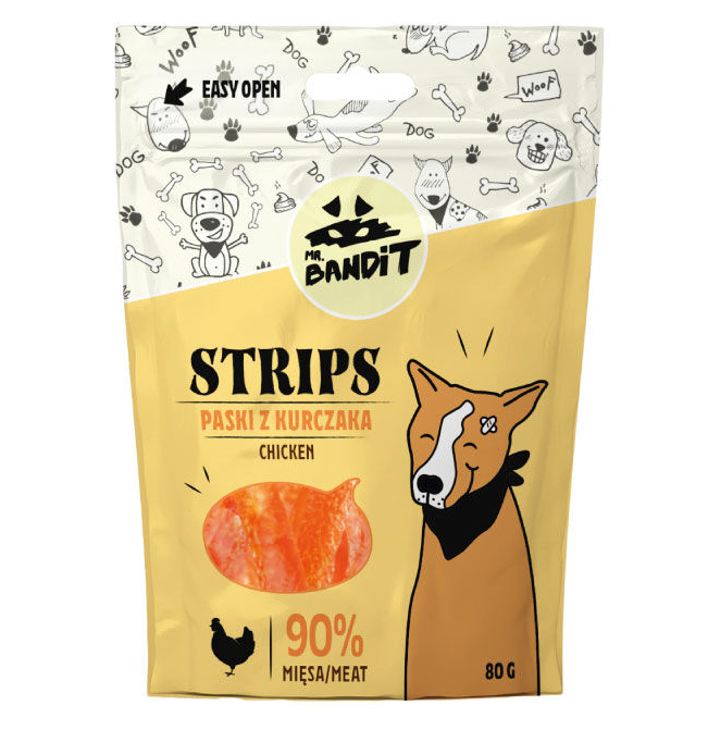 Mr. Bandit Strips with Chicken Treats for Dogs, 80g