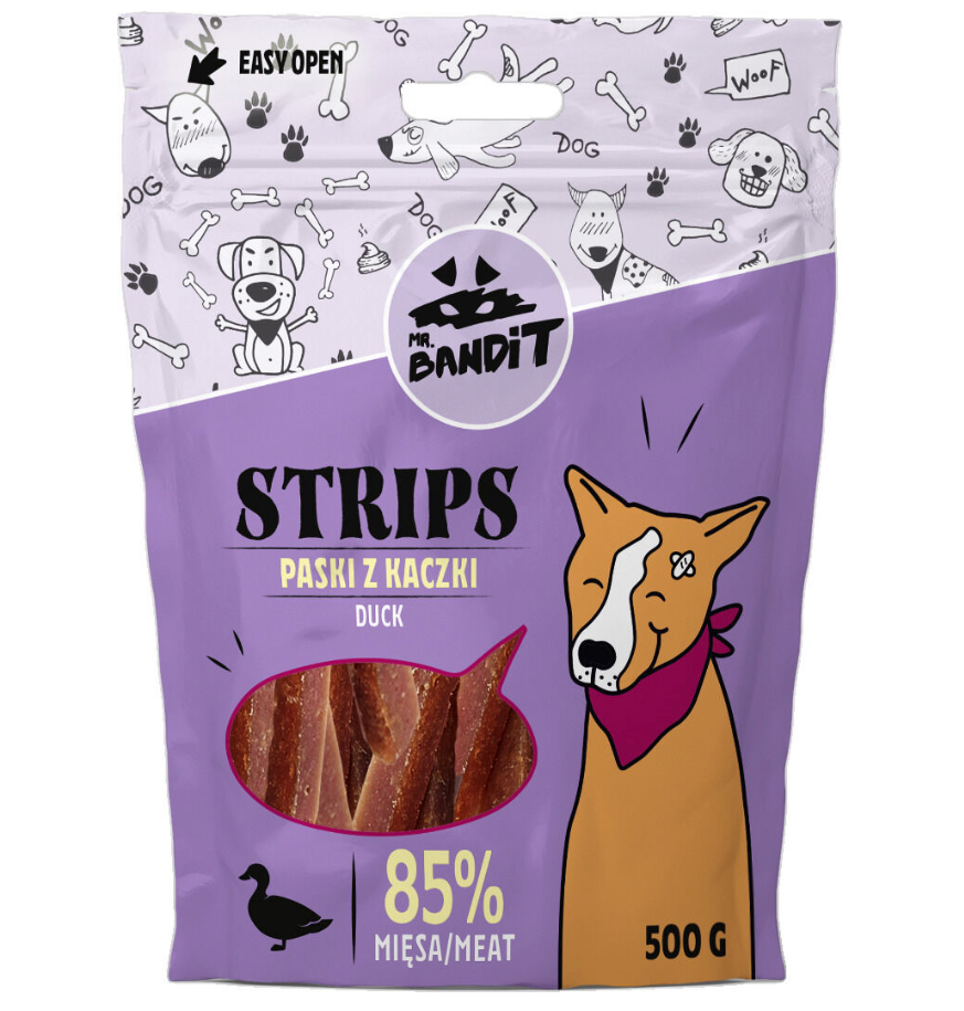 Mr. Bandit Strips with Duck Treats for Dogs, 500g