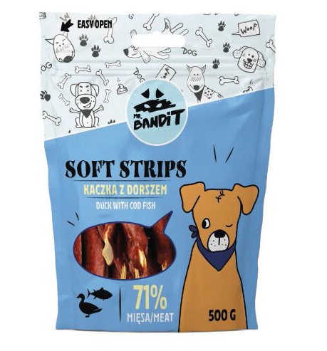Mr. Bandit Soft Strips with Duck and Fish Treats for Dogs, 500g