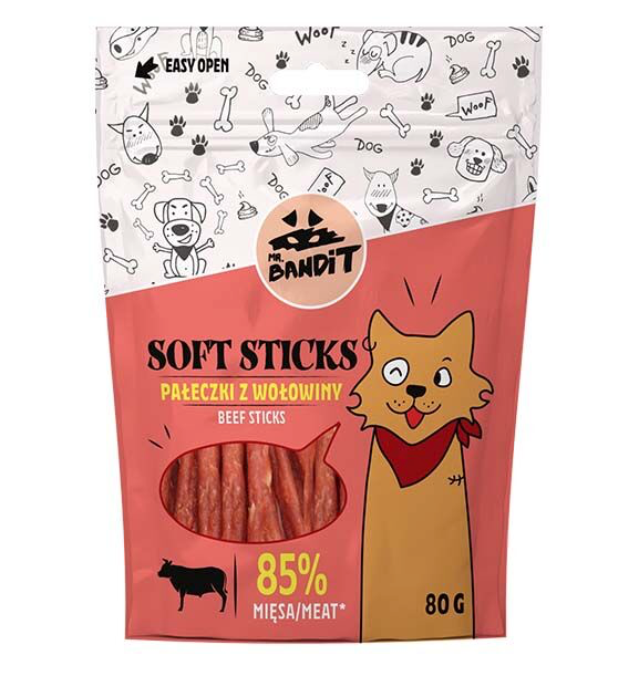 Mr. Bandit Soft Sticks with Beef Treats for Dogs, 80g