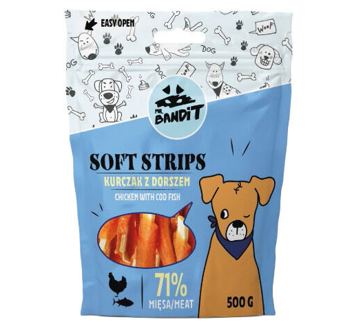 Mr. Bandit Soft Strips with Chicken and Fish Treats for Dogs, 500g
