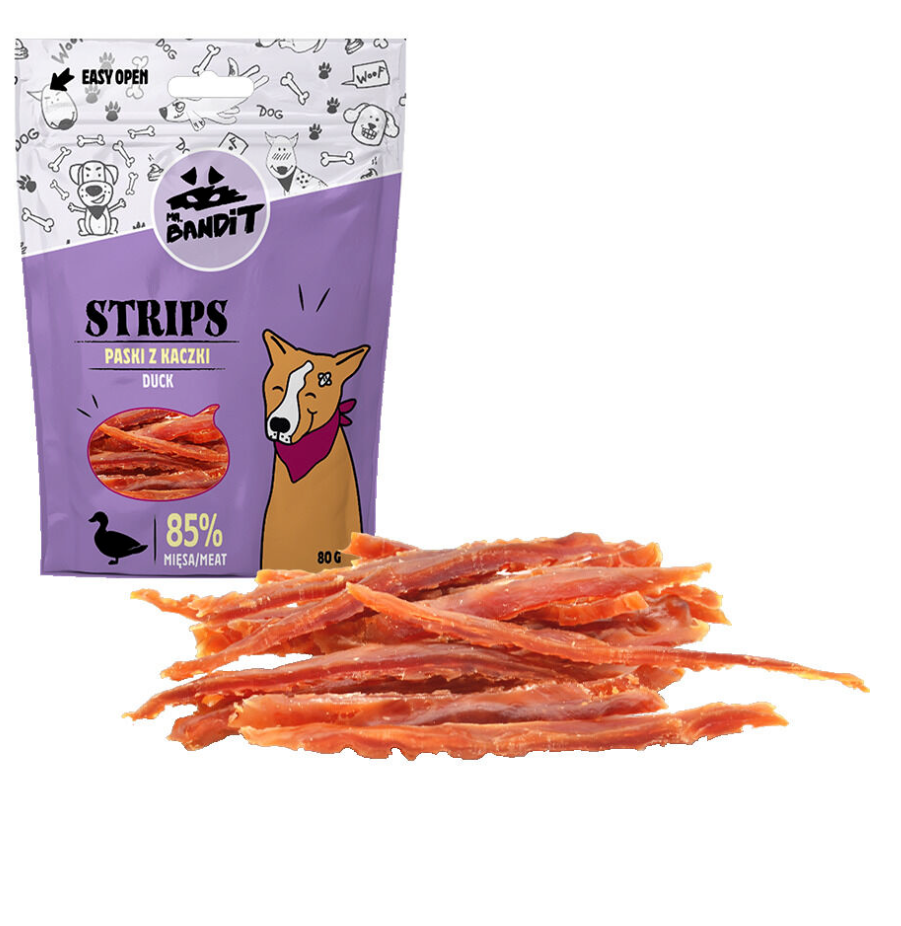Mr. Bandit Strips with Duck Treats for Dogs, 80g