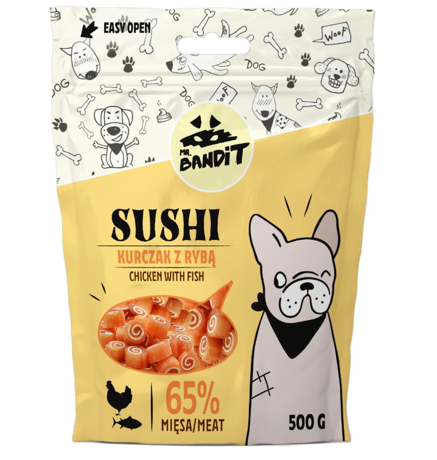 Mr. Bandit Sushi with Chicken and Fish Treats for Dogs, 500g