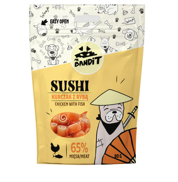 Mr. Bandit Sushi with Chicken and Fish Treats for Dogs, 80g
