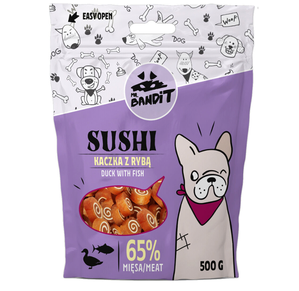 Mr. Bandit Sushi with Duck and Fish Treats for Dogs, 500g