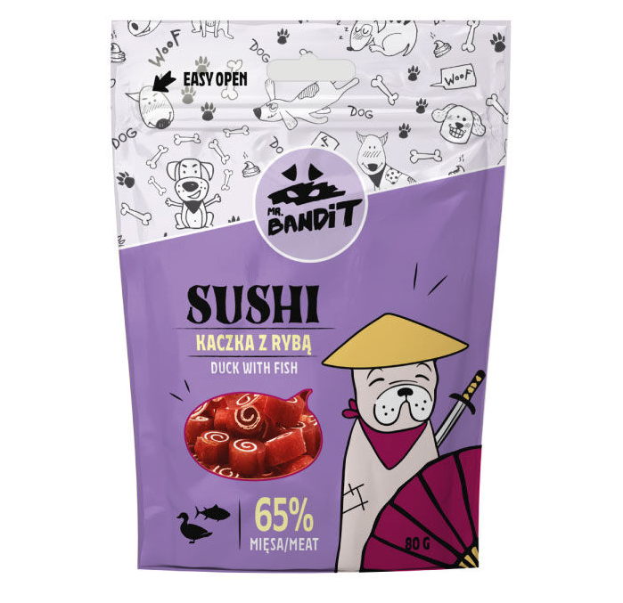 Mr. Bandit Sushi with Duck and Fish Treats for Dogs, 80g