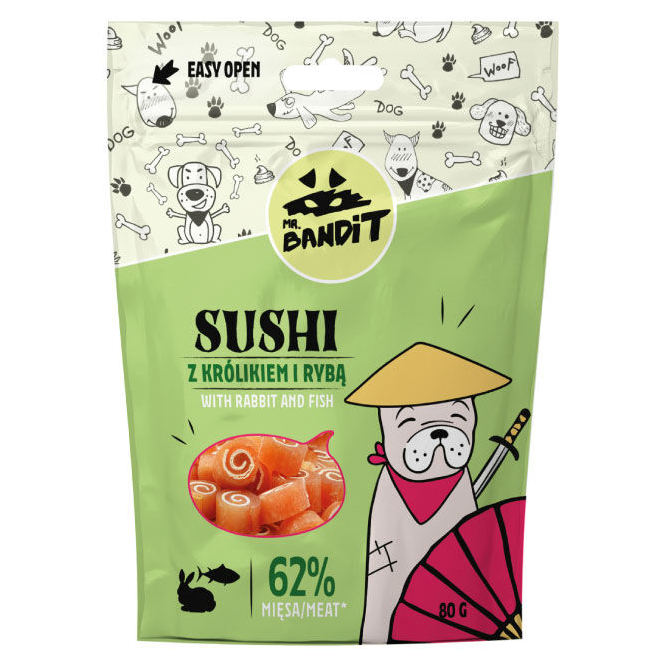 Mr. Bandit Sushi with Rabbit and Fish Treats for Dogs, 80g