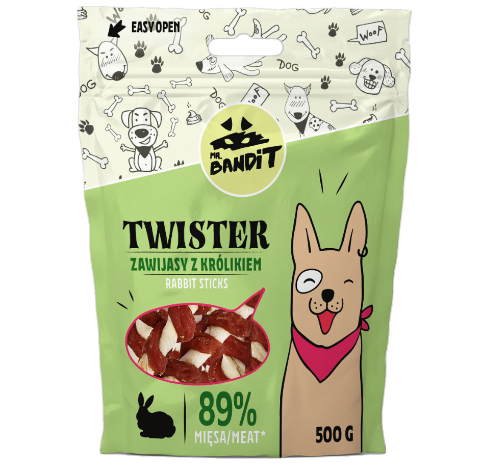 Mr. Bandit Twister with Rabbit Sticks Treats for Dogs, 500g