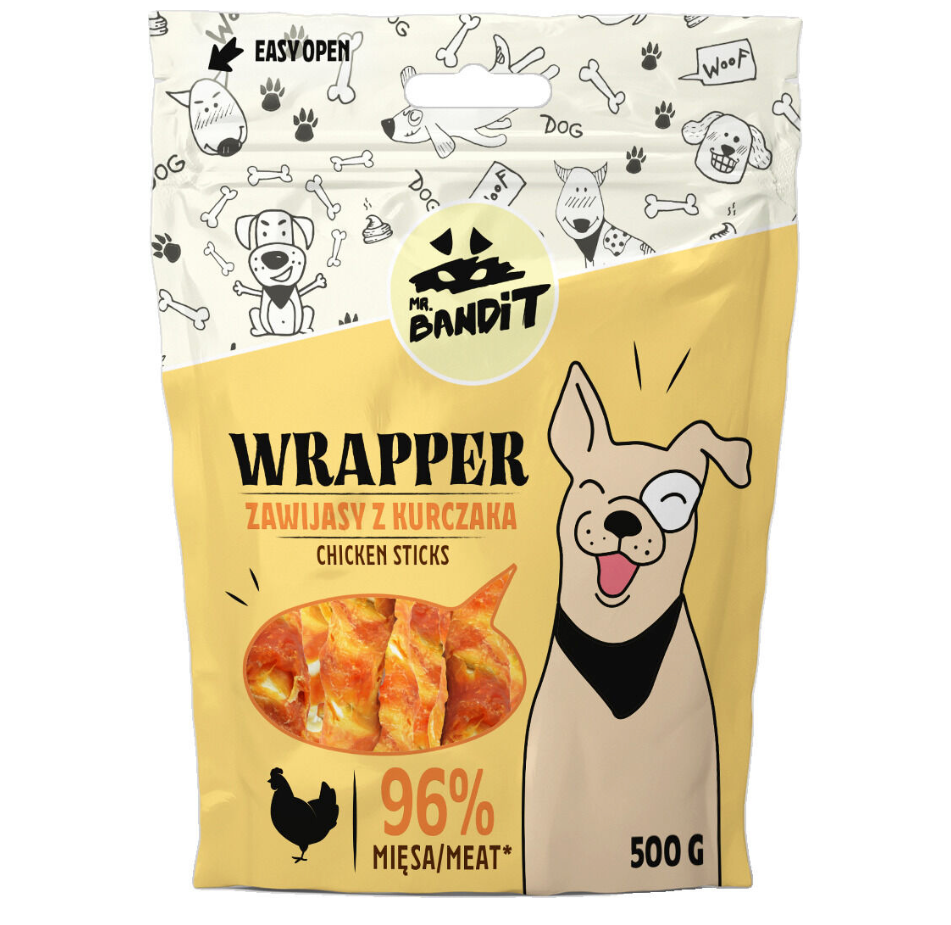 Mr. Bandit Wrapper with Chicken Sticks Treats for Dogs, 500g