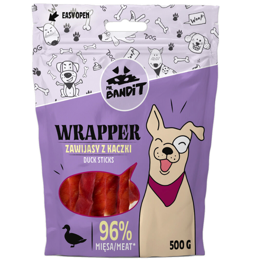 Mr. Bandit Wrapper with Duck Sticks Treats for Dogs, 500g
