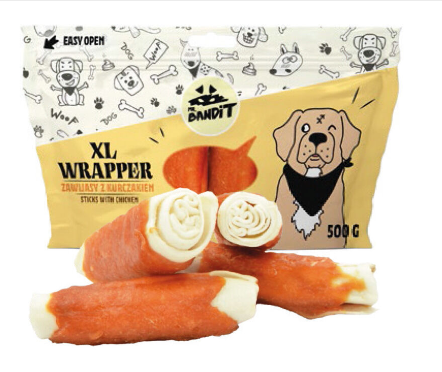 Mr. Bandit Wrapper XL with Chicken Sticks Treats for Dogs, 500g