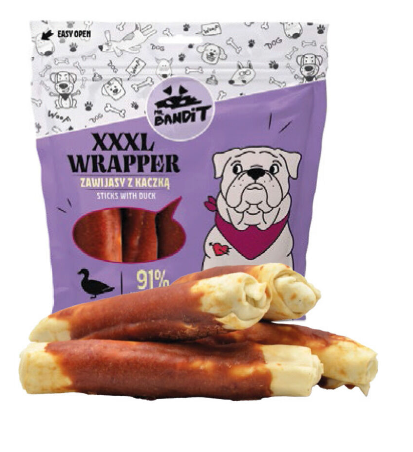Mr. Bandit Wrapper XXXL with Duck Sticks Treats for Dogs, 500g