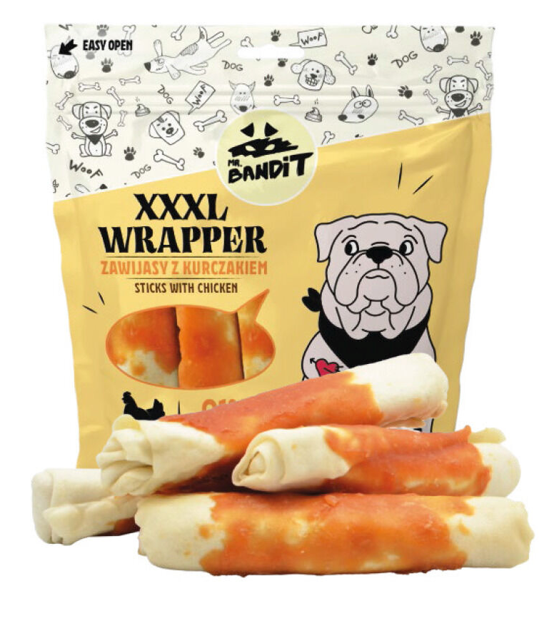 Mr. Bandit Wrapper XXXL Hähnchen-Sticks Snacks für Hunde, 500g