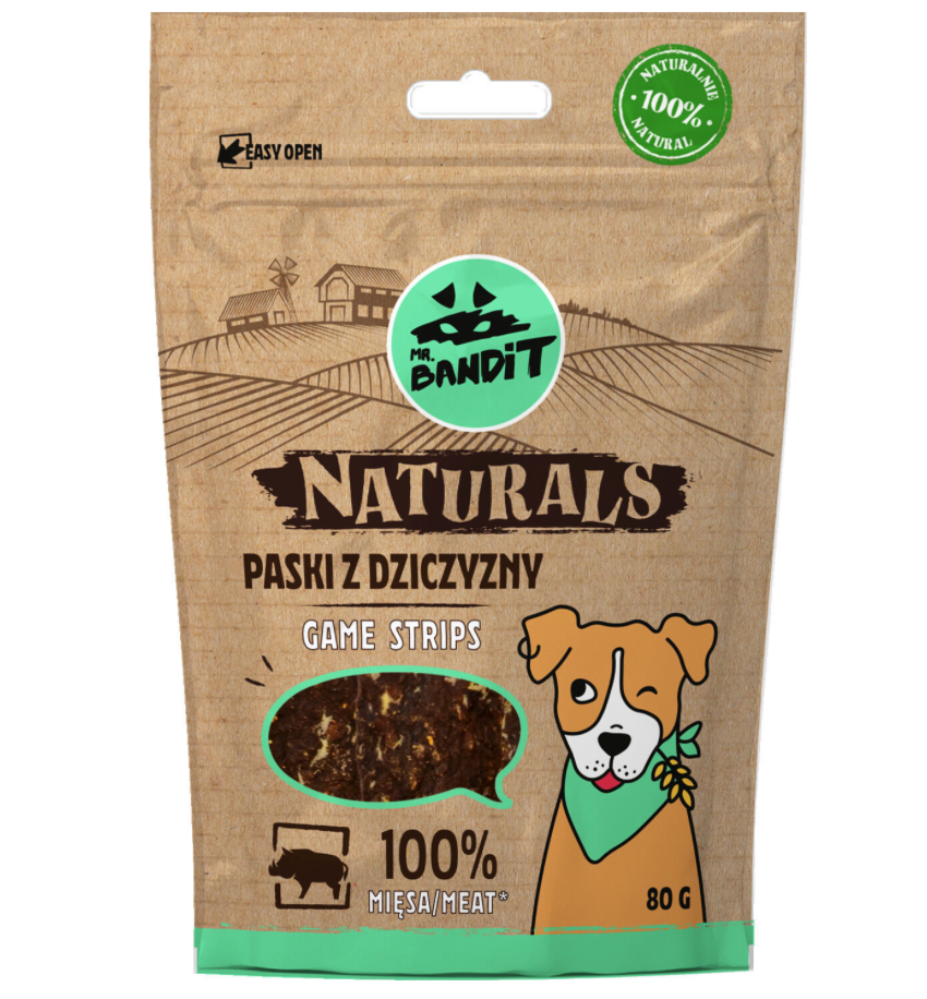 Mr. Bandit Naturals with Game Stripes Treats for Dogs, 80g
