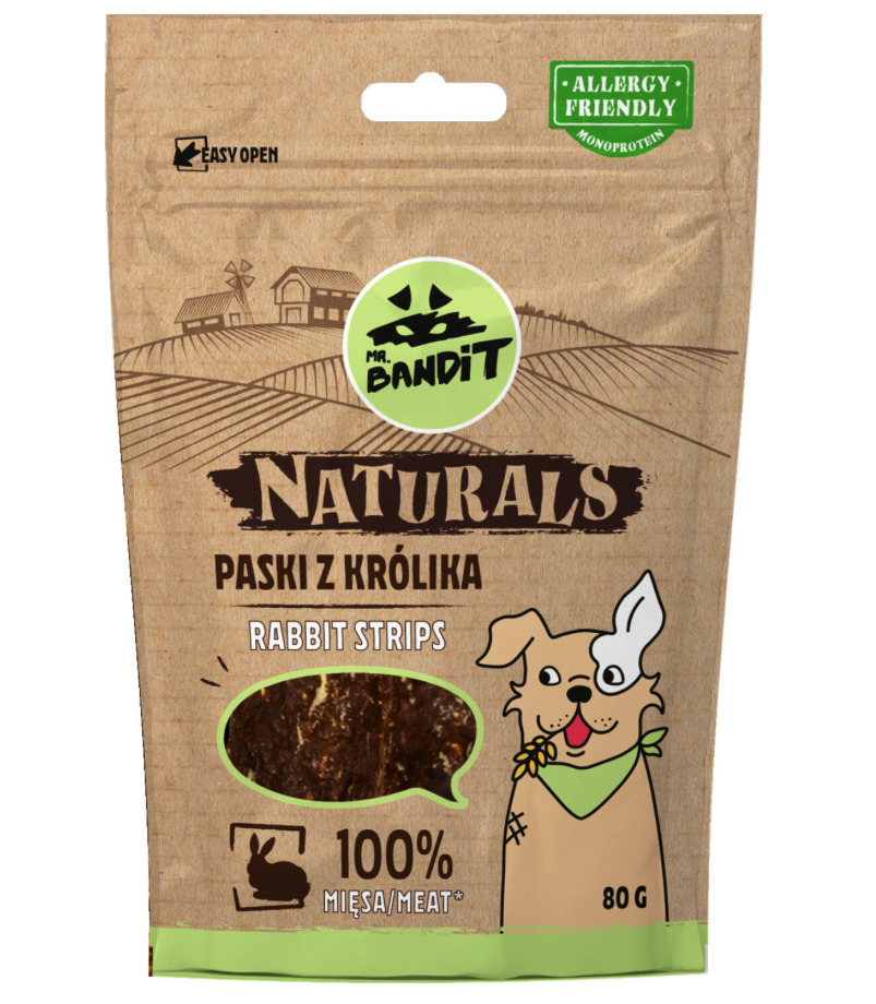 Mr. Bandit Naturals with Rabbit Stripes Treats for Dogs, 80g