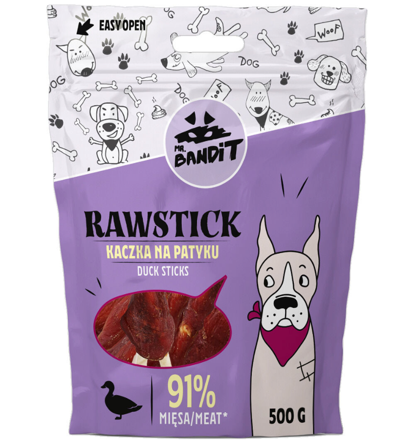 Mr. Bandit Rawstick with Duck Sticks Treats for Dogs, 500g