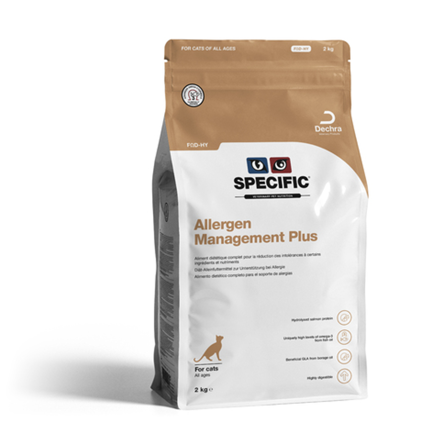 SPECIFIC™ Adult Cat FΩD-HY Allergy Management Plus, sausā barība kaķiem alerģijas gadījumā ar lasi, 2kg