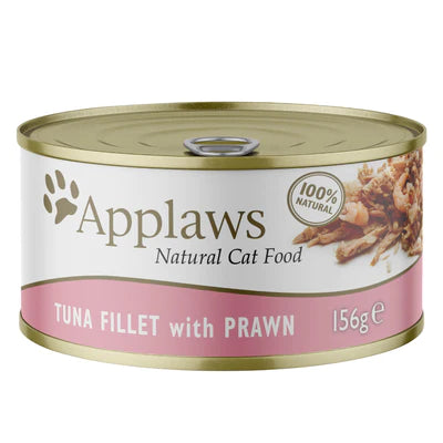 Applaws konservi pieaugušiem kaķiem ar tunča fileju un garnelēm, 100% naturāli, 156g (5.5 oz)