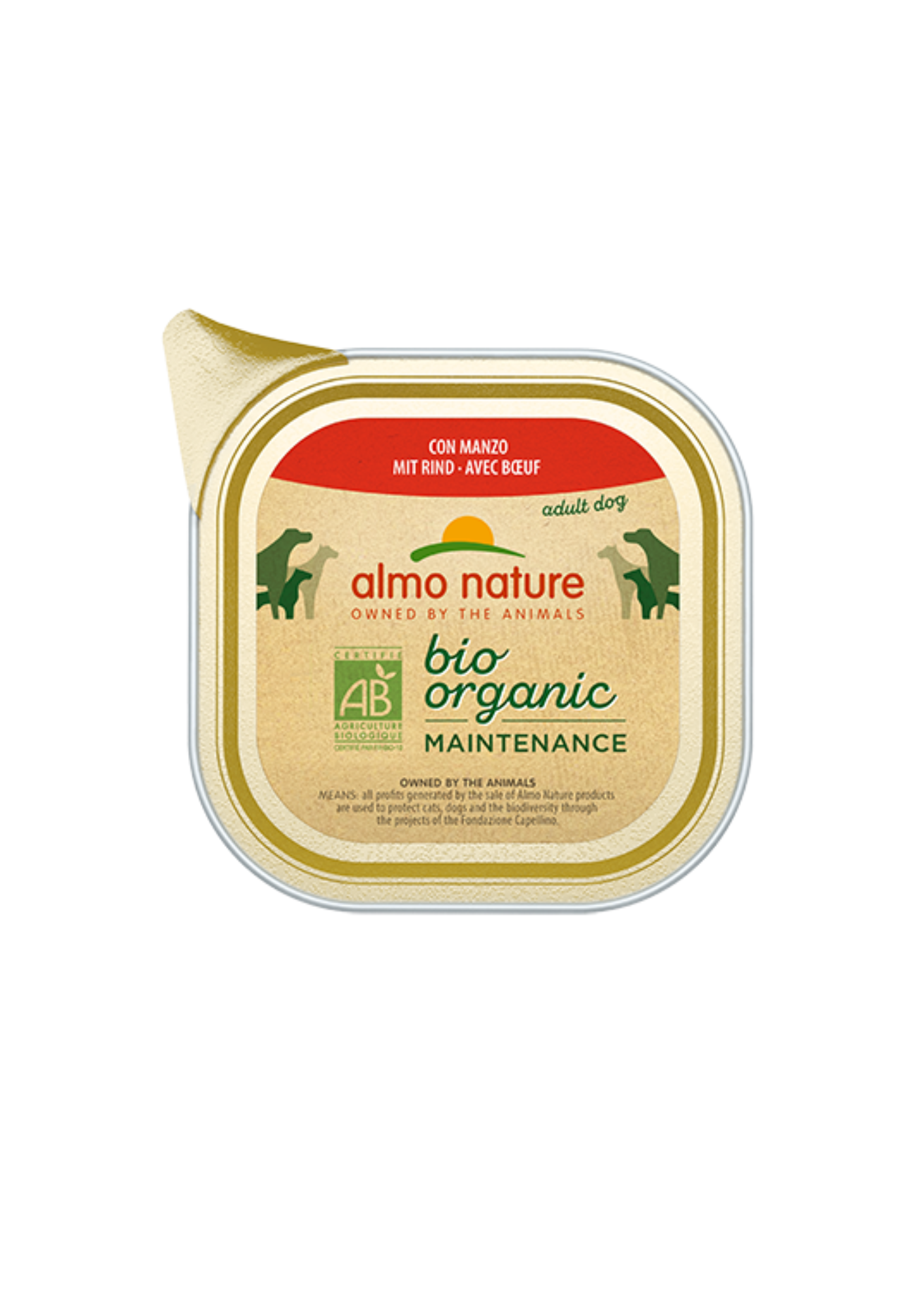 Almo Nature Bio Organic Maintenance Adult Dog Wet Food Pate with Beef, All Breeds, 100 g x 12
