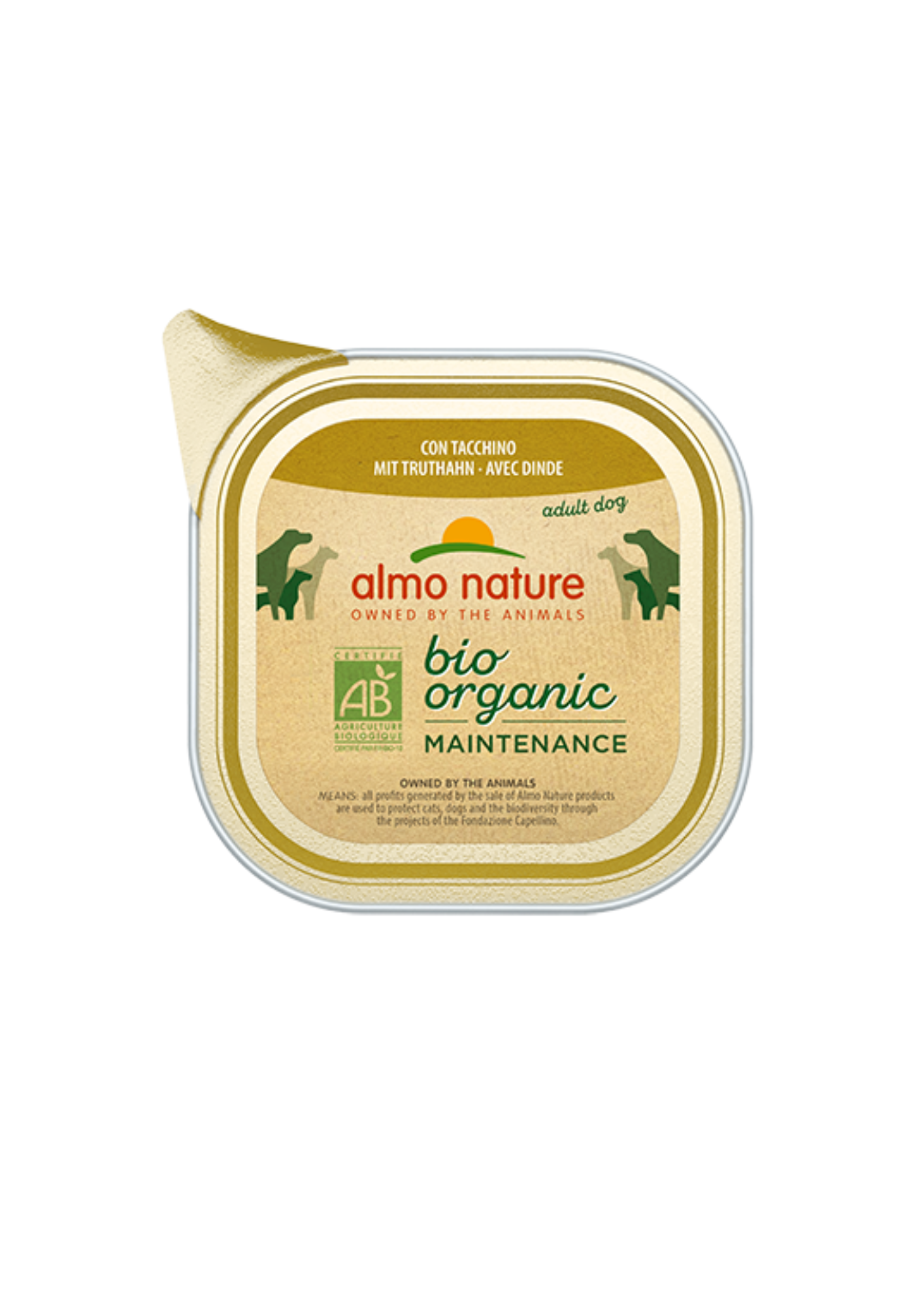 Almo Nature Bio Organic Maintenance Adult Dog Wet Food, Pate with Turkey, All Breeds, 100 g x 12