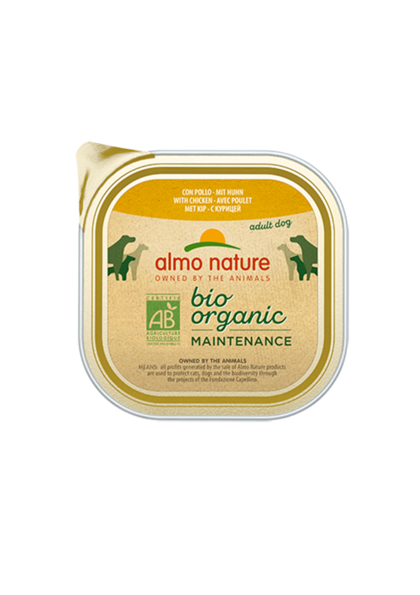 Almo Nature Bio Organic Maintenance Nassfutter für ausgewachsene Hunde, Pastete mit Huhn, alle Rassen, 300 g