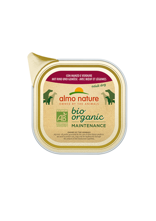 Almo Nature Bio Organic Maintenance Adult Dog Wet Food, Pate with Beef and Vegetables, All Breeds, 100 g