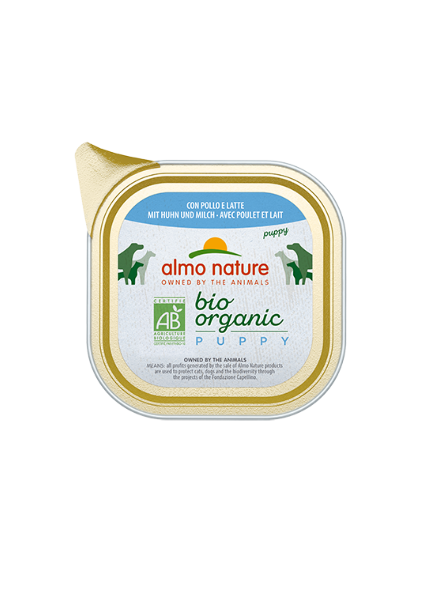 Almo Nature Bio Organic Puppy Pate with Chicken and Milk, 100 g x 12