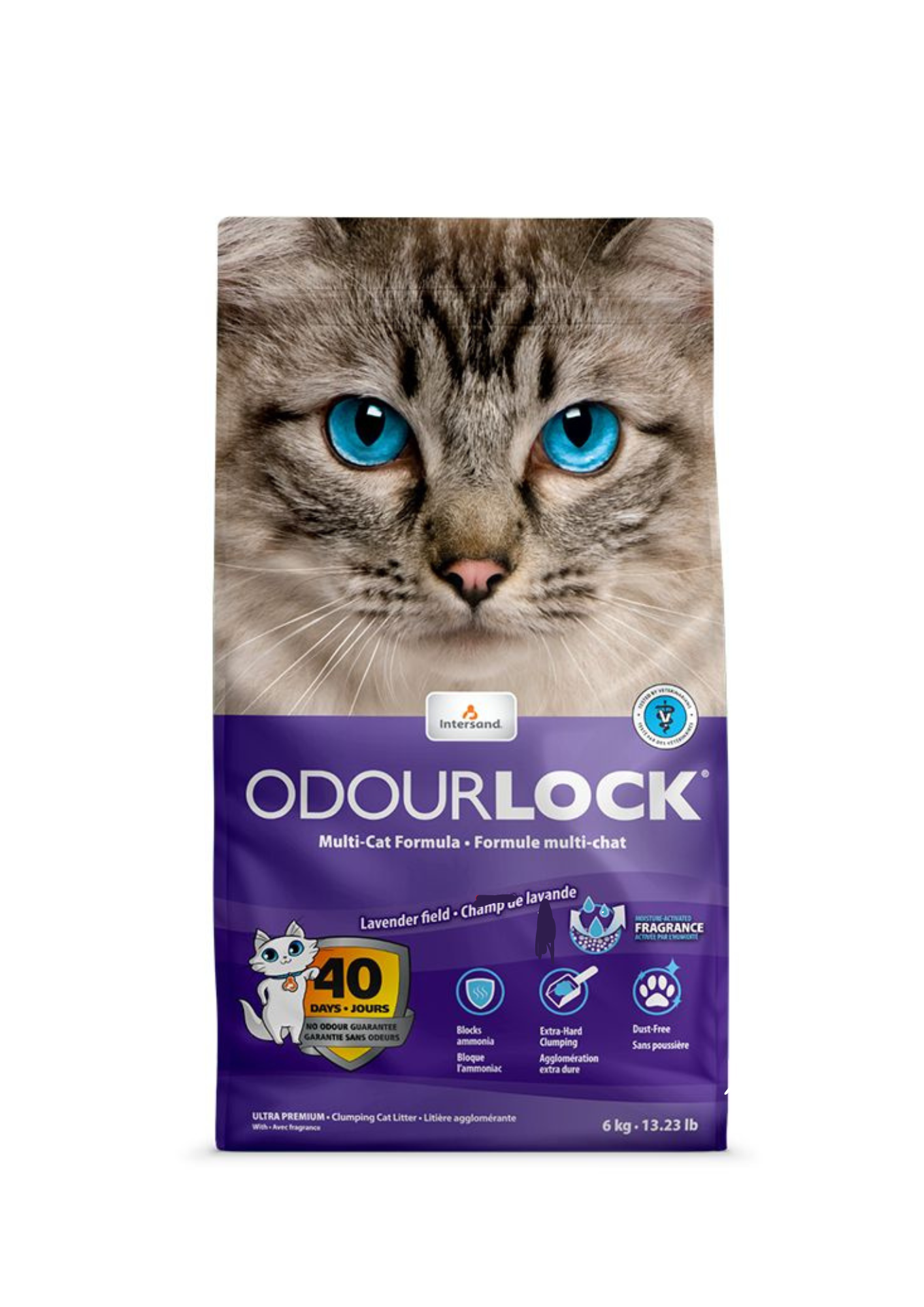 Intersand Odor Lock Campo de lavanda, arena para gatos 6kg