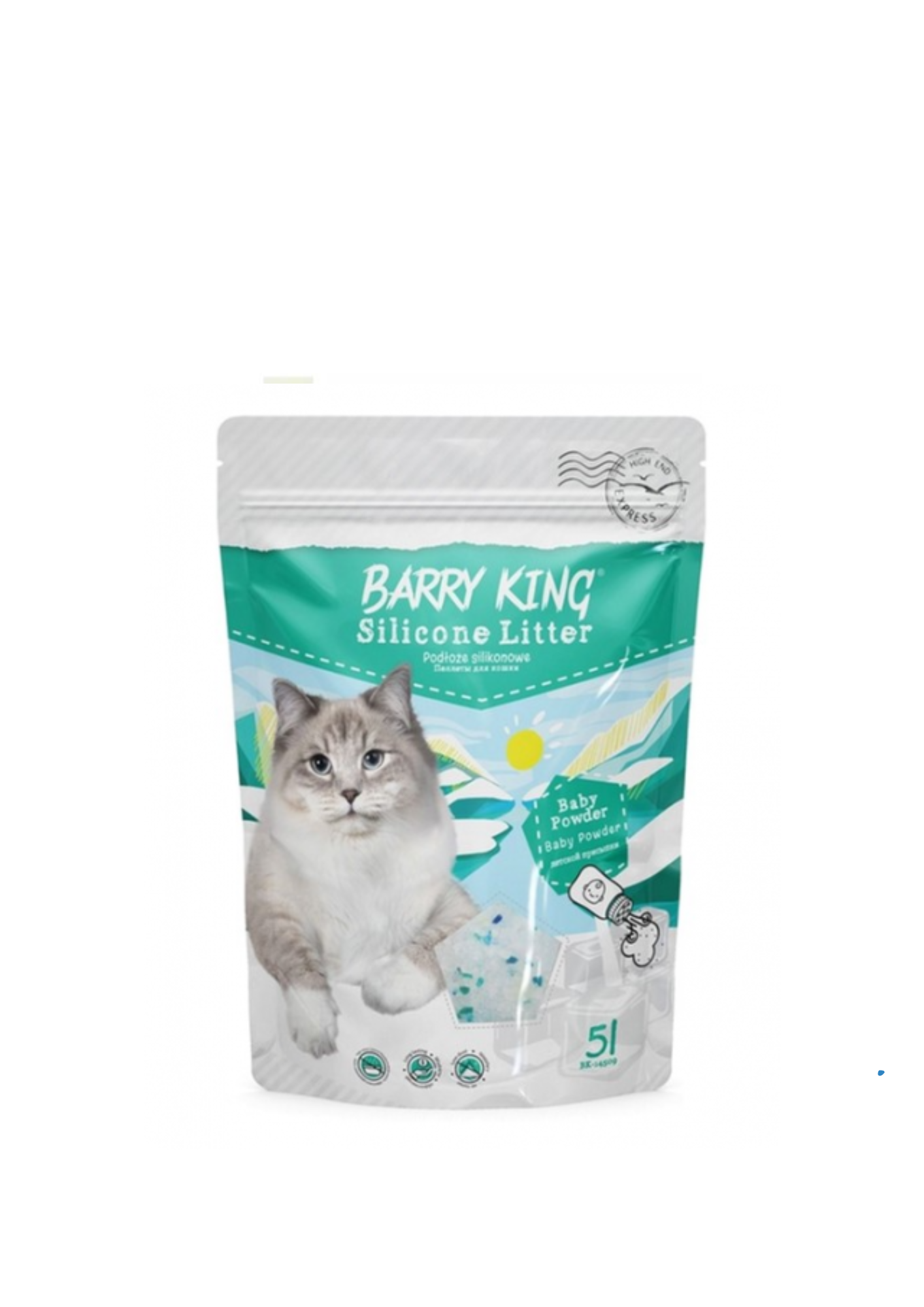 BARRY KING silikona smiltis kaķiem ar bērna pūdera smaržu, 5L