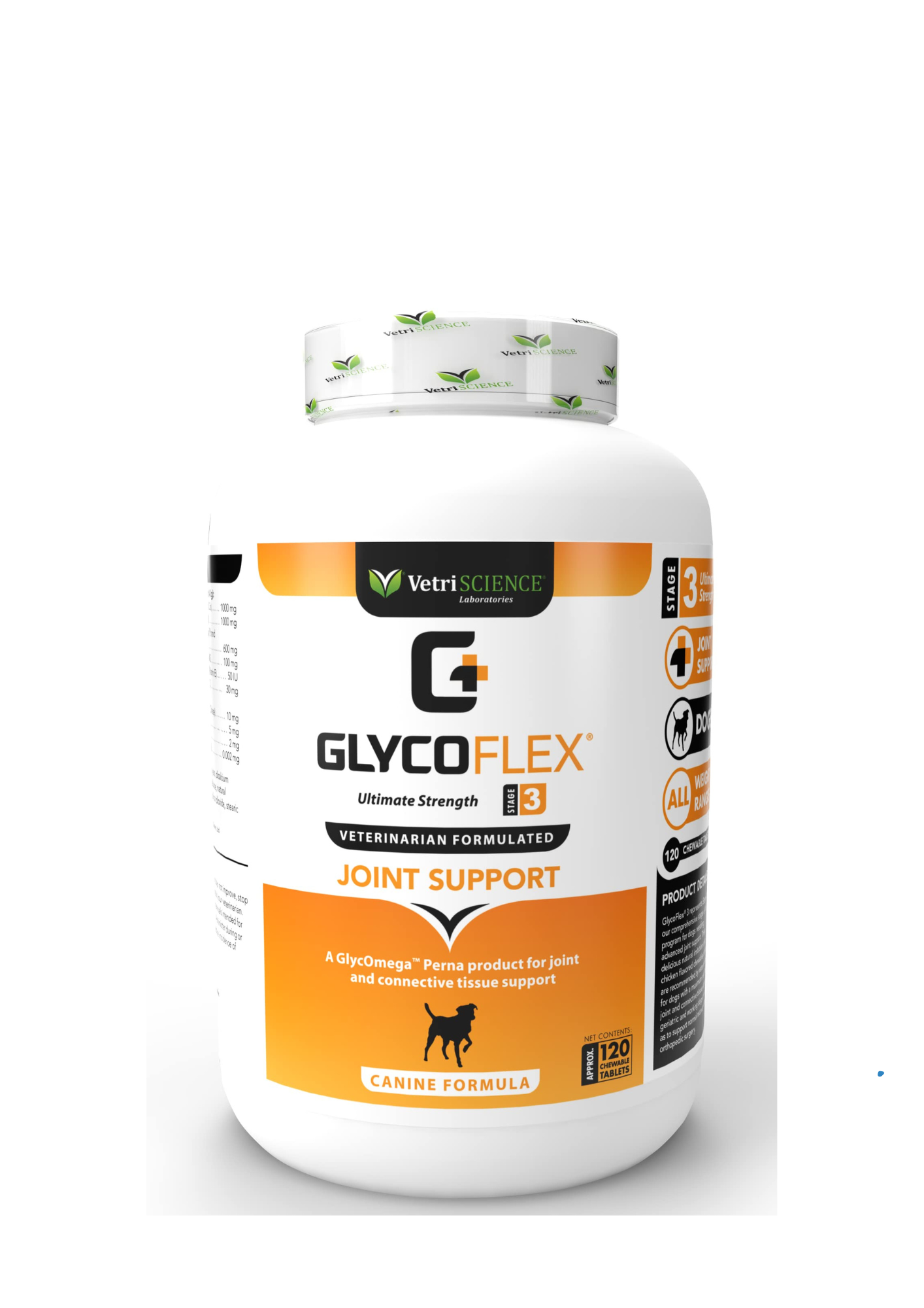 VetriSCIENCE Glyco Flex® Stage 3 Hüft- und Gelenkergänzungsmittel für Hunde – Kautablette, 120 Tabletten