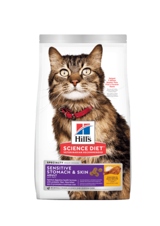 HILL'S SCIENCE PLAN Sensitive Stomach & Skin Adult Cat Dry Food With Chicken, 300g