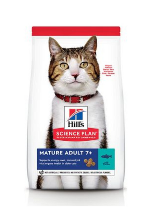 HILL'S SCIENCE PLAN Mature Adult 7+ Sausā barība kaķiem 7+ ar tunci, 1,5kg