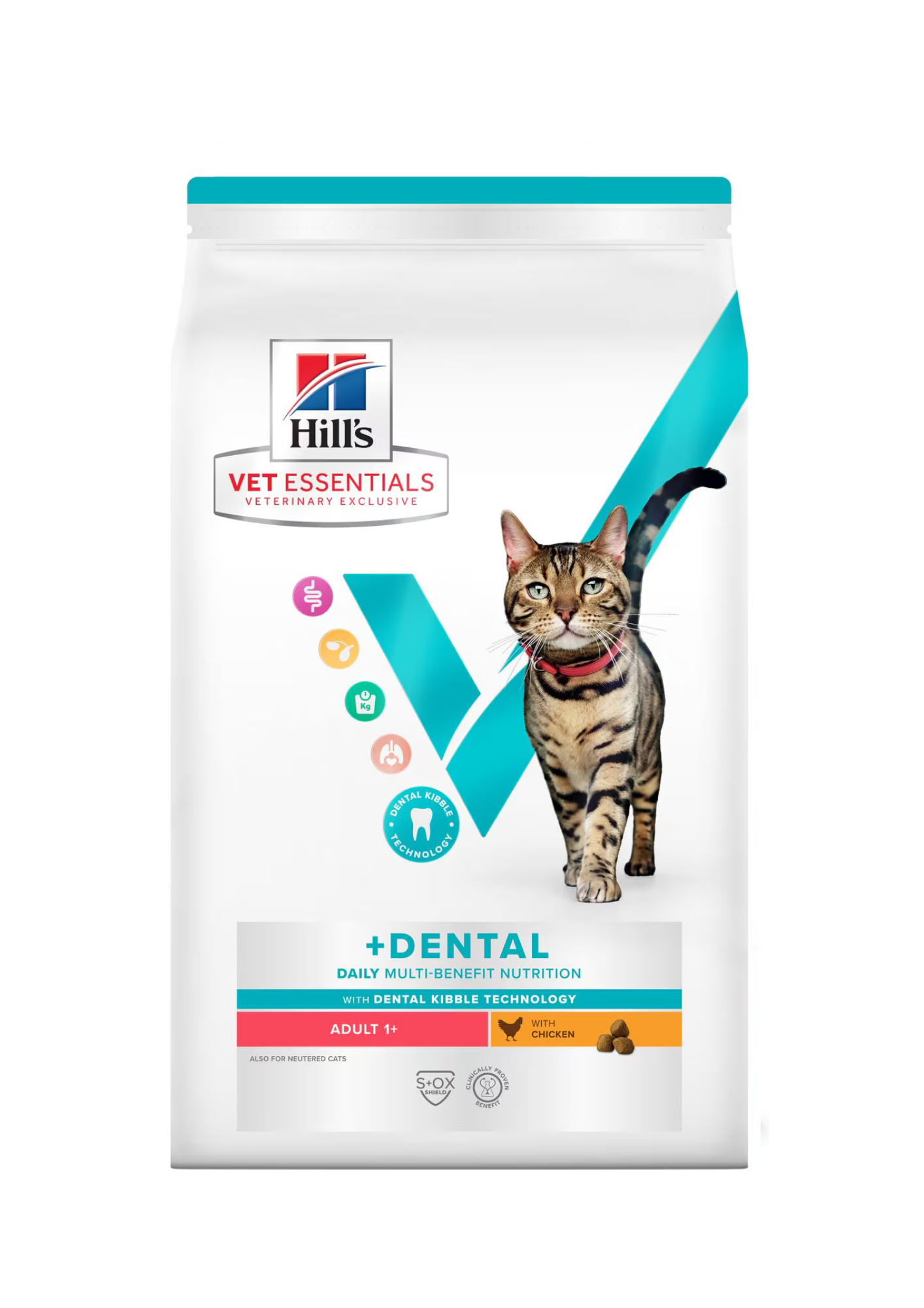 Hill's Vet Essentials Multi-Benefit + Dental Adult 1+ Sausā barība kaķiem ar vistu veselības uzlabošanai, 1,5kg