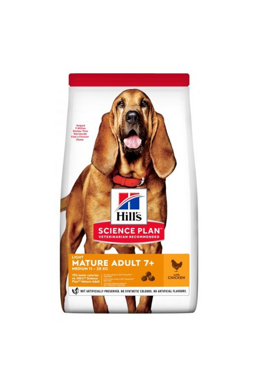 Hill's Science Plan Light Mature Adult Medium Dry Dog Food with Chicken, 14kg
