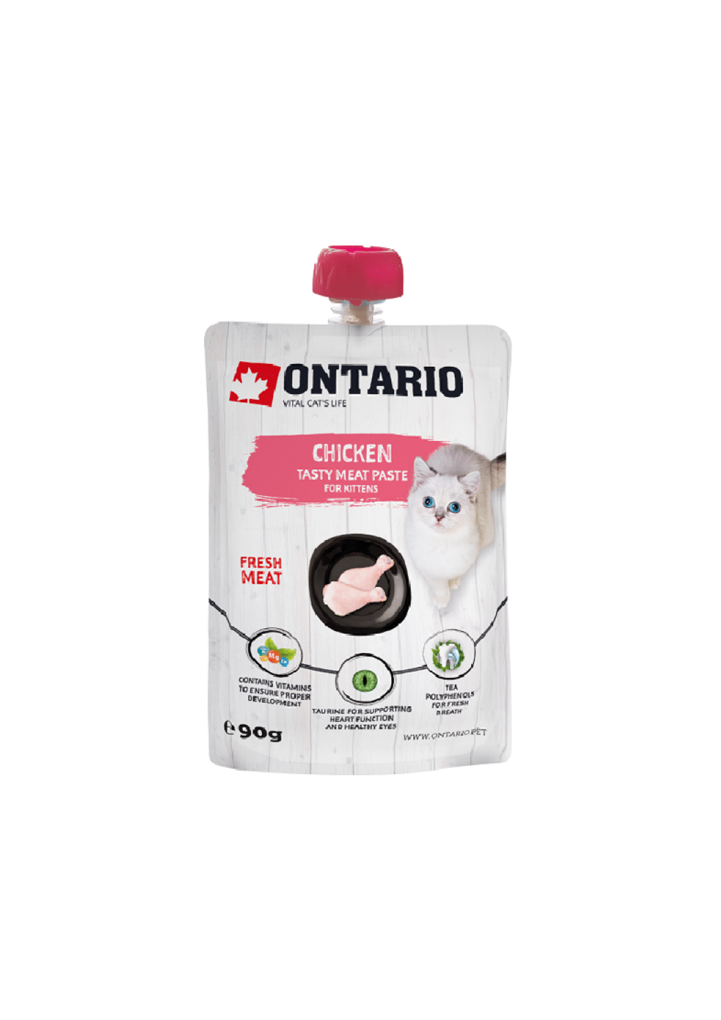 Ontario Kitten Alimento Húmedo para Gatitos con Pasta de Carne Fresca de Pollo, 90 g