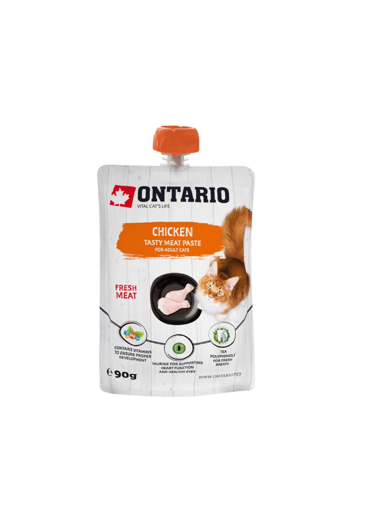 Ontario Comida Húmeda para Gatos con Pasta de Carne Fresca de Pollo, 90 g