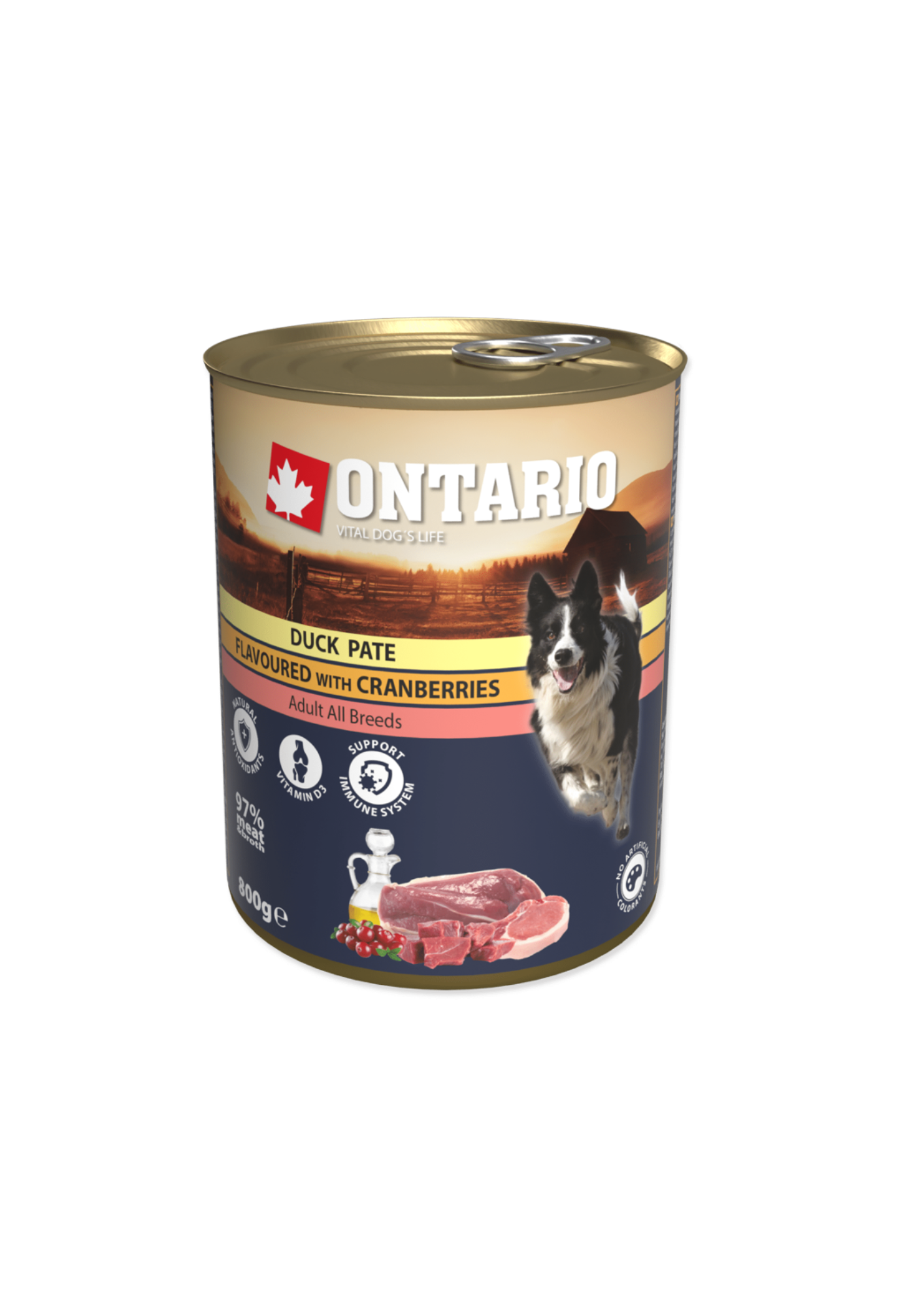 Ontario Nassfutter für Hunde mit Entenpastete und Preiselbeeren, 800 g