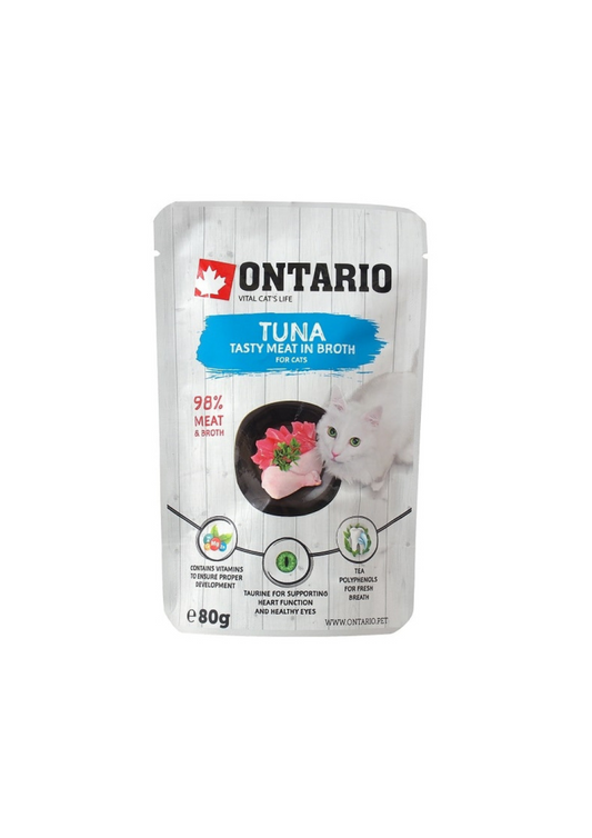 Ontario Pouch Wet Cat Food with Tuna in Broth 80g
