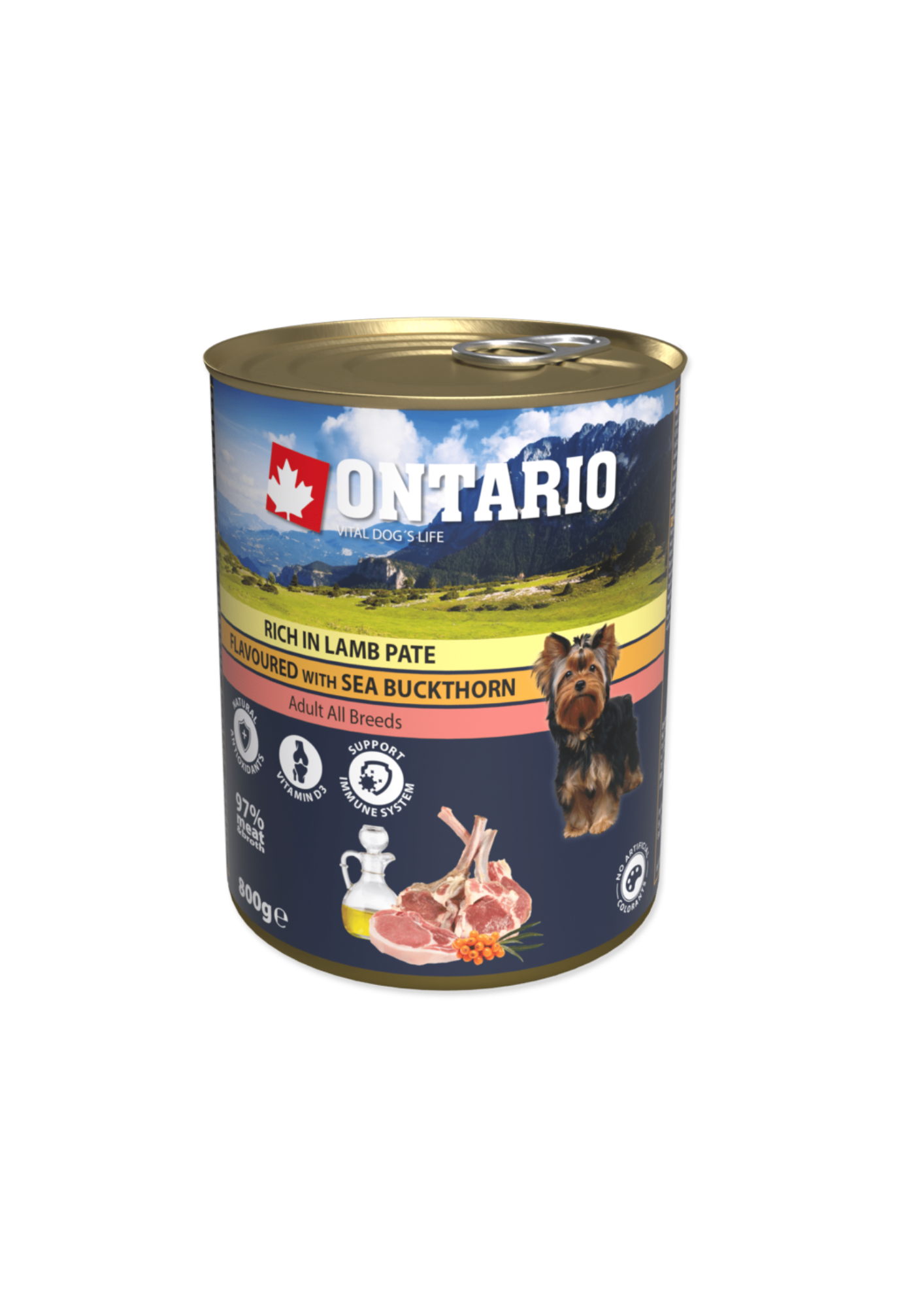 Ontario Wet Dog Food Lamb Pate with Sea Buckthorn 800g