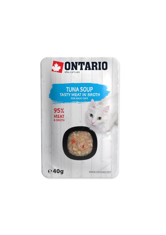 Ontario Soup Adult mitrā barība kaķiem ar tunci un dārzeņiem, 40 g 
