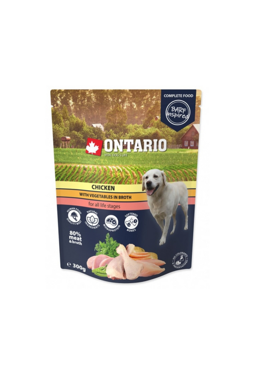 Ontario mitrā barība suņiem ar vistu un dārzeņiem buljonā, 300 g
