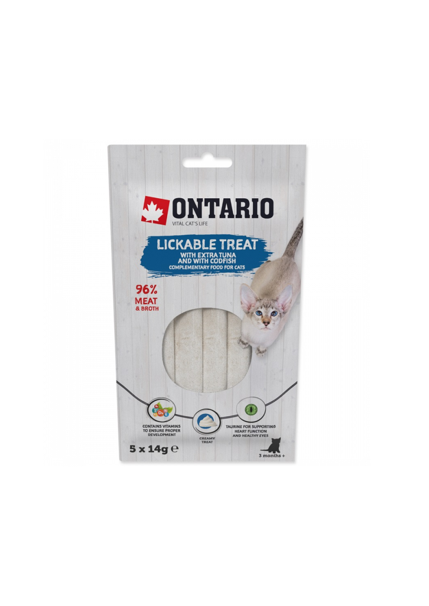 Ontario Lickable Treats with Tuna and Codfish, 5 x 14 g