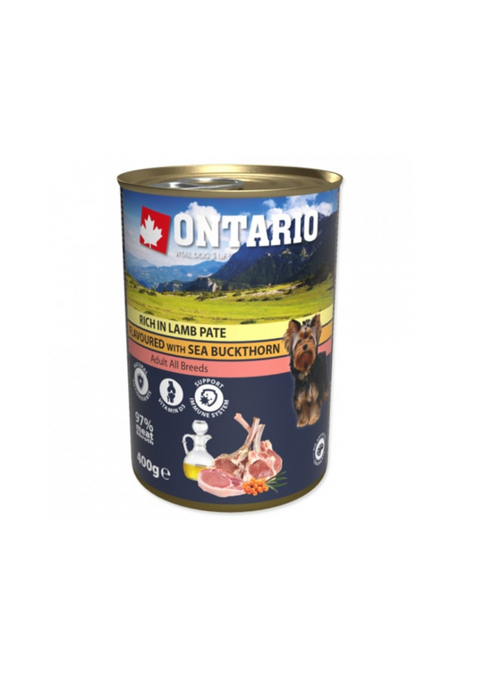 Ontario mitrā barība suņiem ar jēru pastēte ar simltsērkšķiem, 400 g 