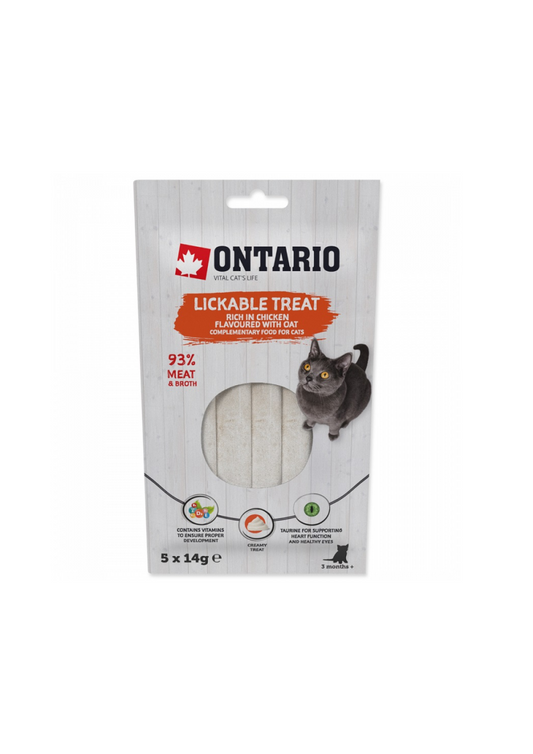 Ontario Lickable Treats, Chicken Flavoured with Oat, 5 x 14 g
