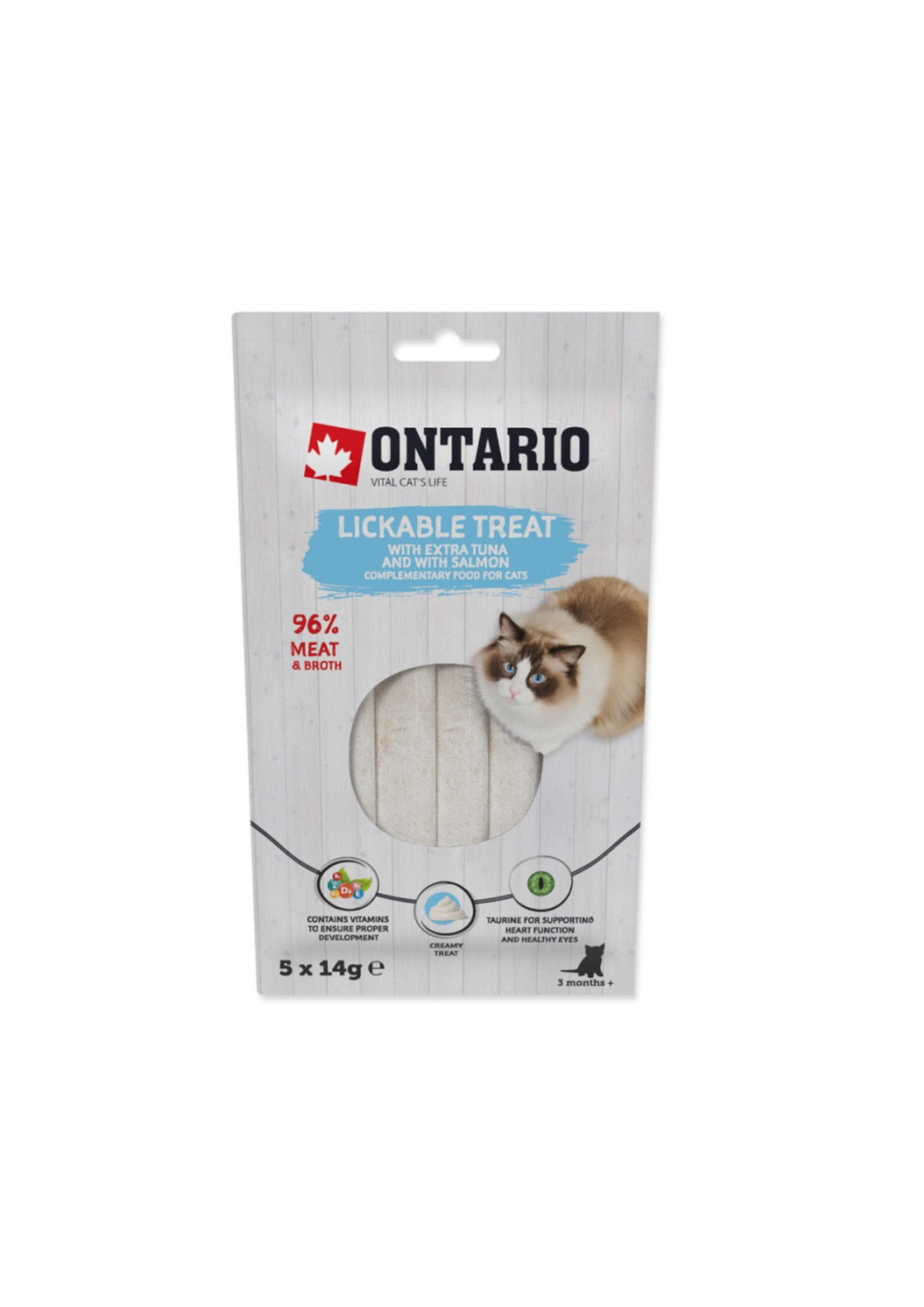 Ontario Lickable Treats mit Thunfisch und Lachs, 5 x 14 g