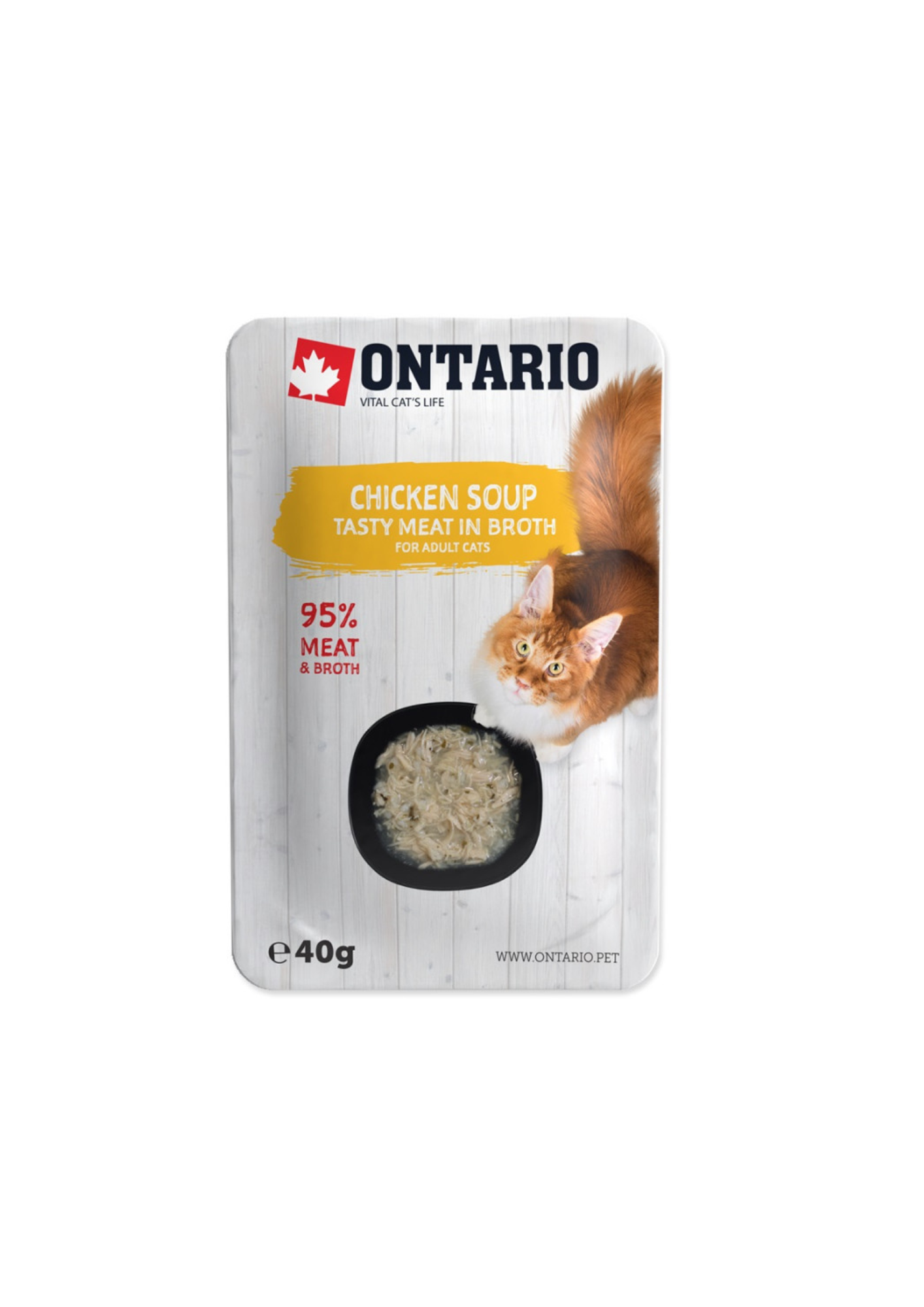 Ontario Soup Adult mitrā barība kaķiem ar vistu un dārzeņiem, 40 g 